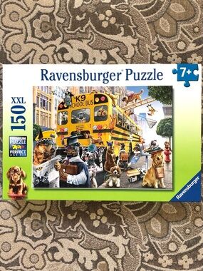 New Ravensburger 150 Piece Puzzle “Pet School Pals” Dogs School Bus K9